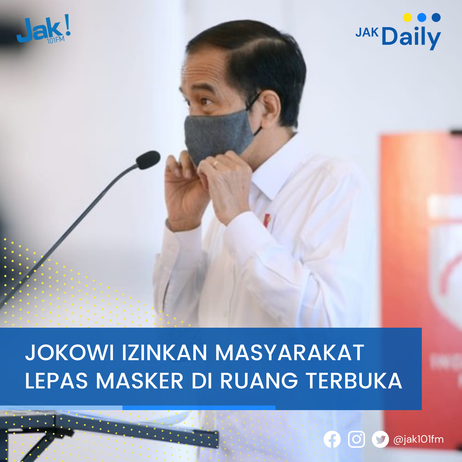 Jokowi Izinkan Masyarakat Lepas Masker Diruang Terbuka